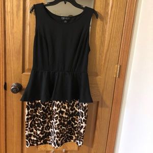 Black and leopard peplum dress